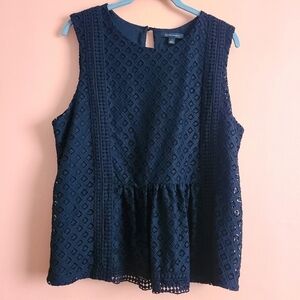 Banana Republic Sleeveless Black Lace Peplum Blouse L